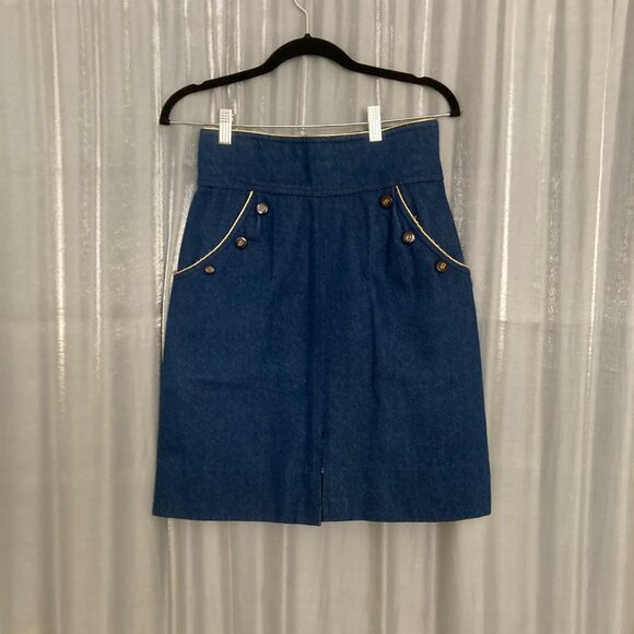 Blue Demin Blazer Pencil Skirt Suit - Picture 7 of 15